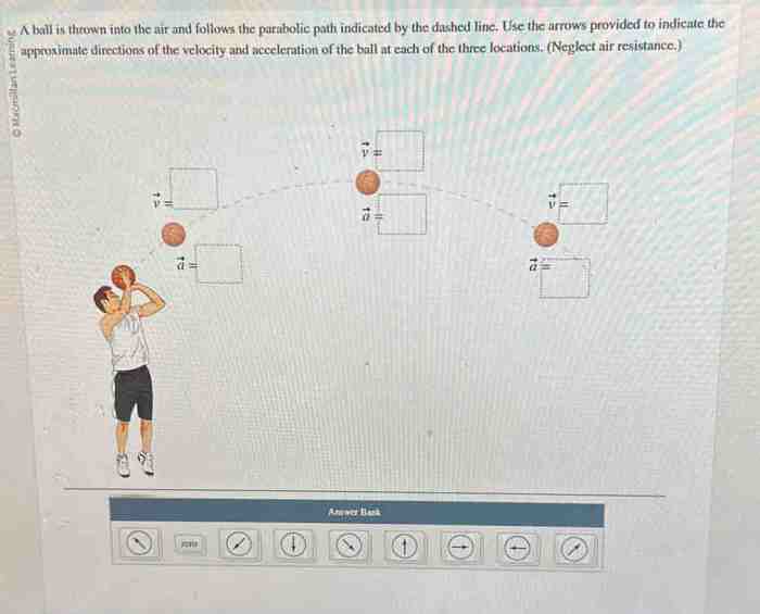 A ball is thrown and follows the parabolic path